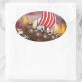 Viking Ship Invasion Fleet Ovale Sticker (Tas)