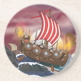 Viking Ship Invasion Fleet Zandsteen Onderzetter