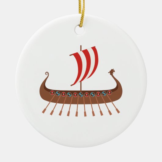 Viking Ship Keramisch Ornament (Voorkant)