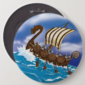Viking Ship Ronde Button 6,0 Cm (Voorkant /achterkant)