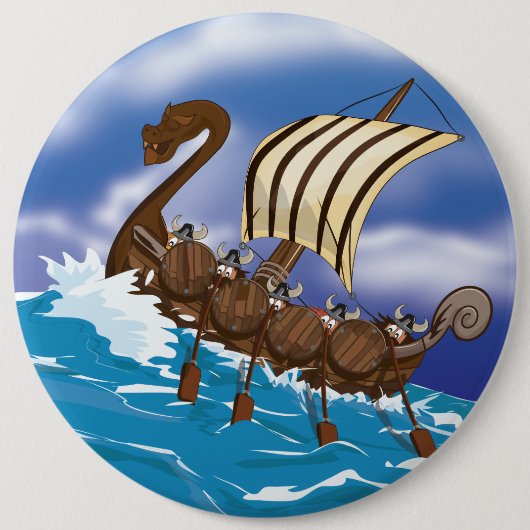 Viking Ship Ronde Button 6,0 Cm (Voorkant)