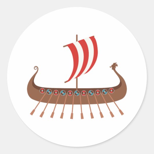 Viking Ship Ronde Sticker (Voorkant)
