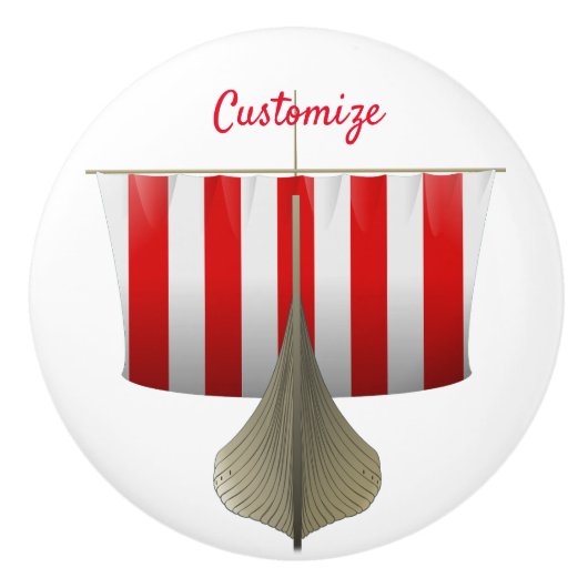 Viking Ship Sailing Thunder_Cove Keramische Knop (Voorkant)