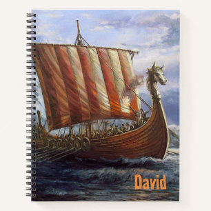 Viking Ship Theme Notitieboek gepersonaliseerd