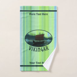 Viking Ship under Northern Lights Bad Handdoek