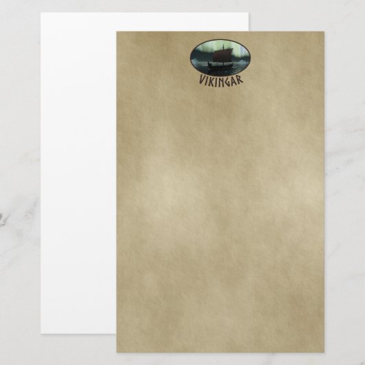 Viking Ship under Northern Lights Briefpapier (Voorkant / Achterkant)
