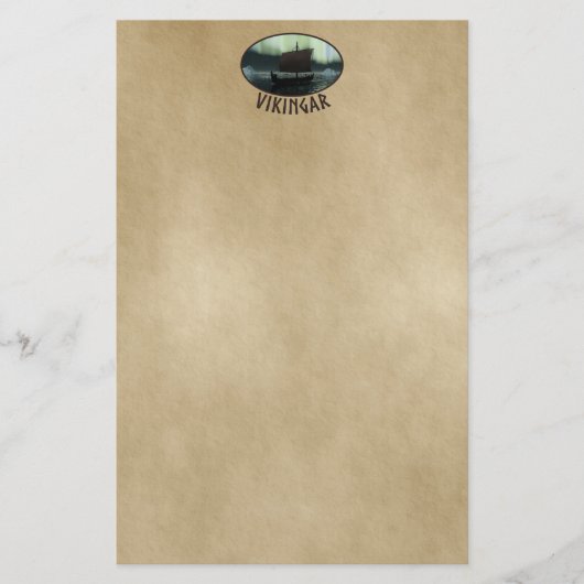 Viking Ship under Northern Lights Briefpapier (Voorkant)