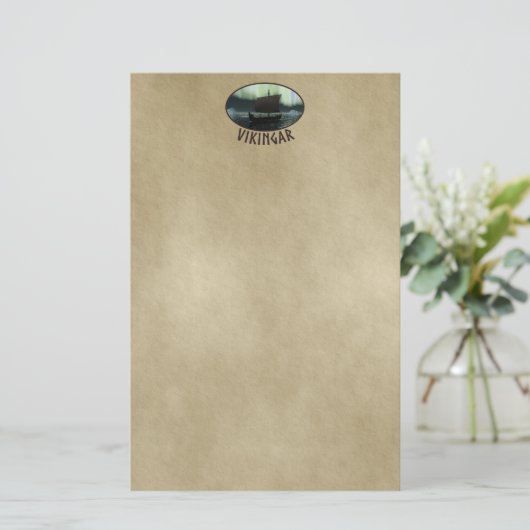 Viking Ship under Northern Lights Briefpapier (Staand voorkant)