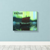 Viking Ship under Northern Lights Canvas Afdruk (Insitu (Houten vloer))