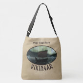 Viking Ship under Northern Lights Crossbody Tas (Achterkant)