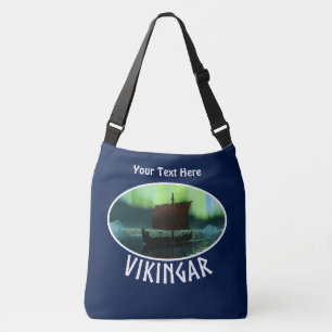 Viking Ship under Northern Lights Crossbody Tas