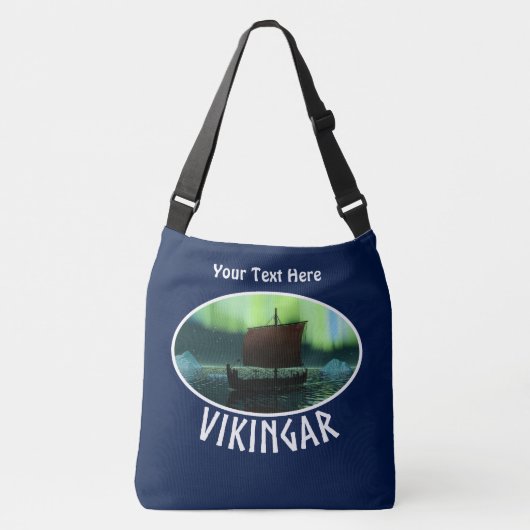 Viking Ship under Northern Lights Crossbody Tas (Voorkant)