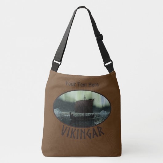 Viking Ship under Northern Lights Crossbody Tas (Voorkant)