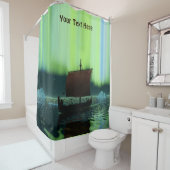 Viking Ship under Northern Lights Douchegordijn (In situ)