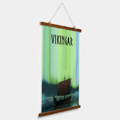 Viking Ship under Northern Lights Hangend Wandkleed (Gebogen)