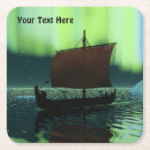 Viking Ship under Northern Lights Kartonnen Onderzetters (Voorkant)