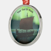 Viking Ship under Northern Lights Metalen Ornament (Links)