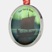 Viking Ship under Northern Lights Metalen Ornament (Links)