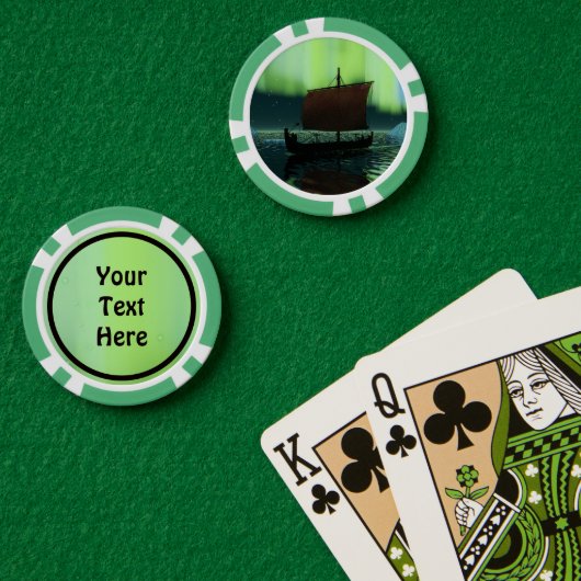 Viking Ship under Northern Lights Poker Chips (Pokertafel (Dubbel))