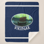 Viking Ship under Northern Lights Sherpa Deken (Voorkant)