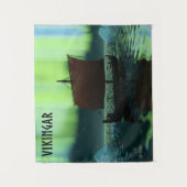 Viking Ship under Northern Lights Wandkleed (Voorkant)