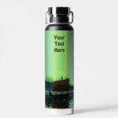 Viking Ship Under Northern Lights Waterfles (Achterkant)