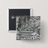 Viking Ship Vierkante Button 5,1 Cm (Voorkant /achterkant)