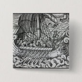 Viking Ship Vierkante Button 5,1 Cm (Voorkant)