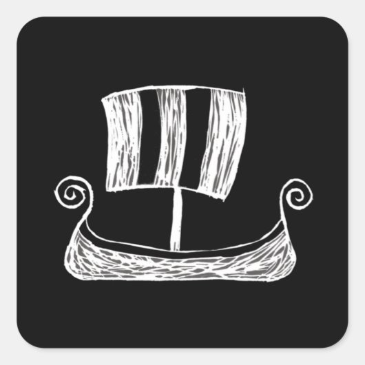 Viking Ship Vierkante Sticker (Voorkant)