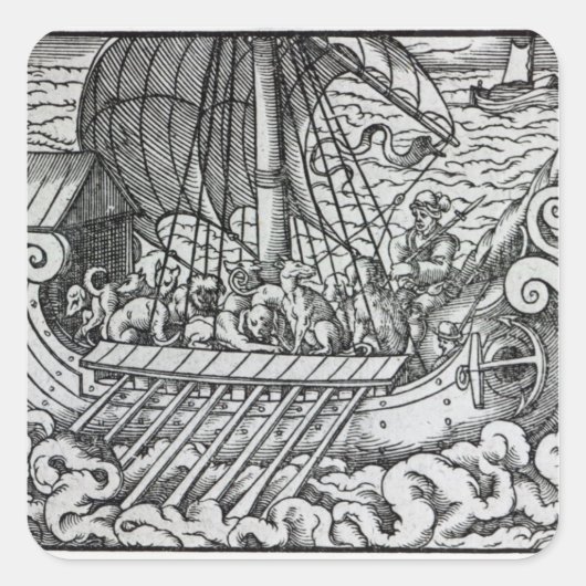Viking Ship Vierkante Sticker (Voorkant)
