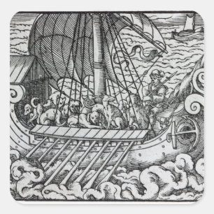Viking Ship Vierkante Sticker