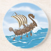 Viking Ship Zandsteen Onderzetter (Voorkant)