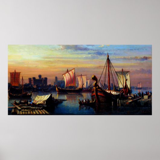 Viking Ships op de Thames Everhardus Koster Poster (Voorkant)