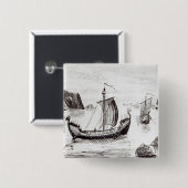 Viking Ships Vierkante Button 5,1 Cm (Voorkant /achterkant)
