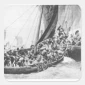 Viking Ships Vierkante Sticker (Voorkant)