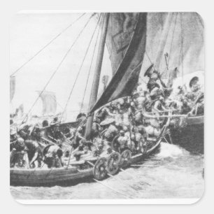 Viking Ships Vierkante Sticker