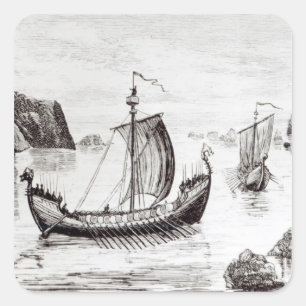 Viking Ships Vierkante Sticker