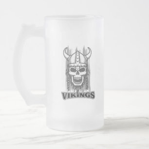Viking Skeleton Beer Mok - Frosted Glass Design
