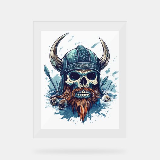 Viking Skull Berserker Acryl Bord (Voorkant)