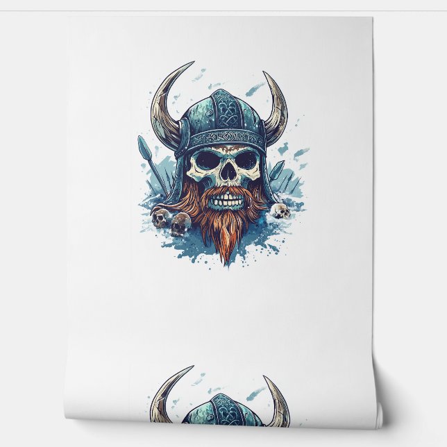 Viking Skull Berserker Behang (Afrollen)