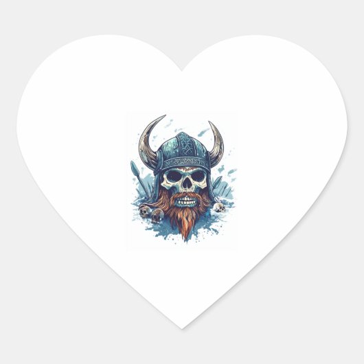 Viking Skull Berserker Hart Sticker (Voorkant)