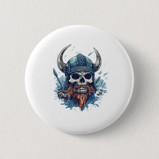 Viking Skull Berserker Ronde Button 5,7 Cm (Voorkant)