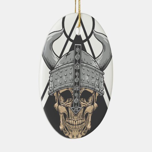 Viking Skull Keramisch Ornament (Rechts)