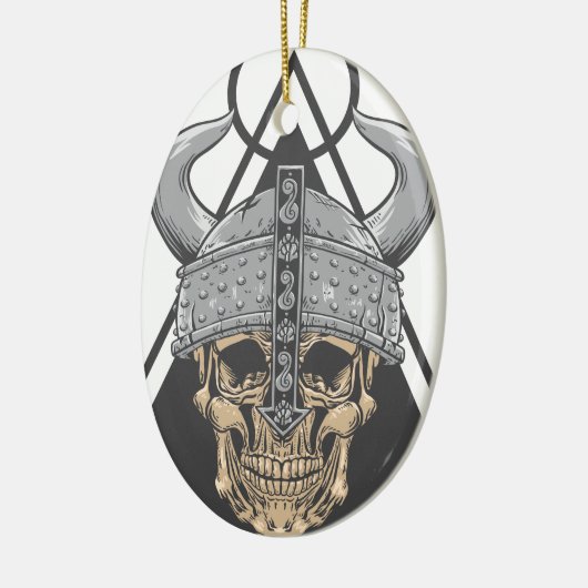 Viking Skull Keramisch Ornament (Links)