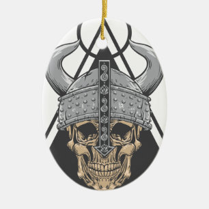 Viking Skull Keramisch Ornament