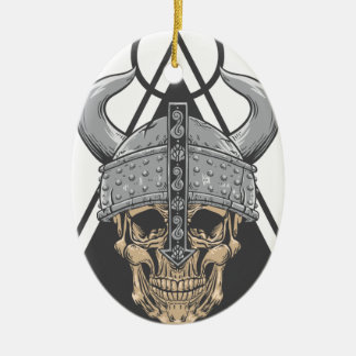 Viking Skull Keramisch Ornament