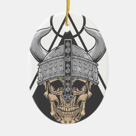 Viking Skull Keramisch Ornament (Voorkant)