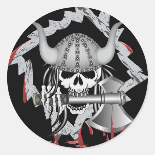 Viking Skull Ronde Sticker (Voorkant)