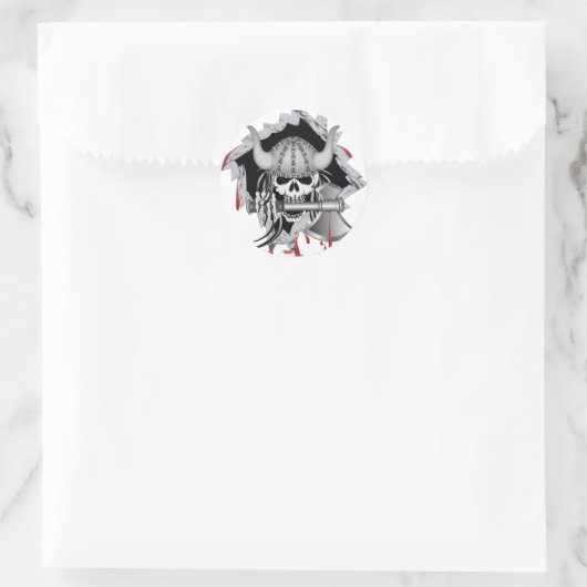 Viking Skull Ronde Sticker (Tas)