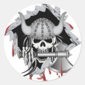 Viking Skull Ronde Sticker (Voorkant)